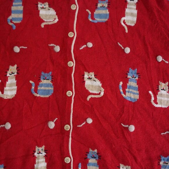 Vintage CJ Banks Hand-Embroidered Cat Button Cardigan Whimsical Kitschcore 3X - Picture 4 of 11
